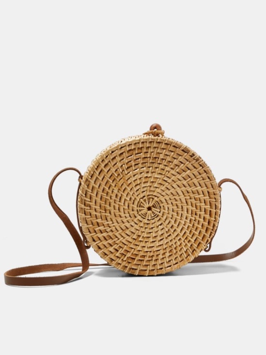 Zara Handbags - Zara Round Raffia Woven Rattan Crossbody Bag Natural Canteen Purse Handbag NEW